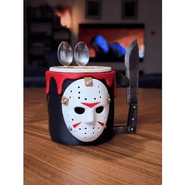 Jason Voorhees Ice Cream Pint Holder – Friday the 13th Horror Movie Cup | 3D Printed Slasher Ice Cream Holder | Fusion Layer 3D Exclusive