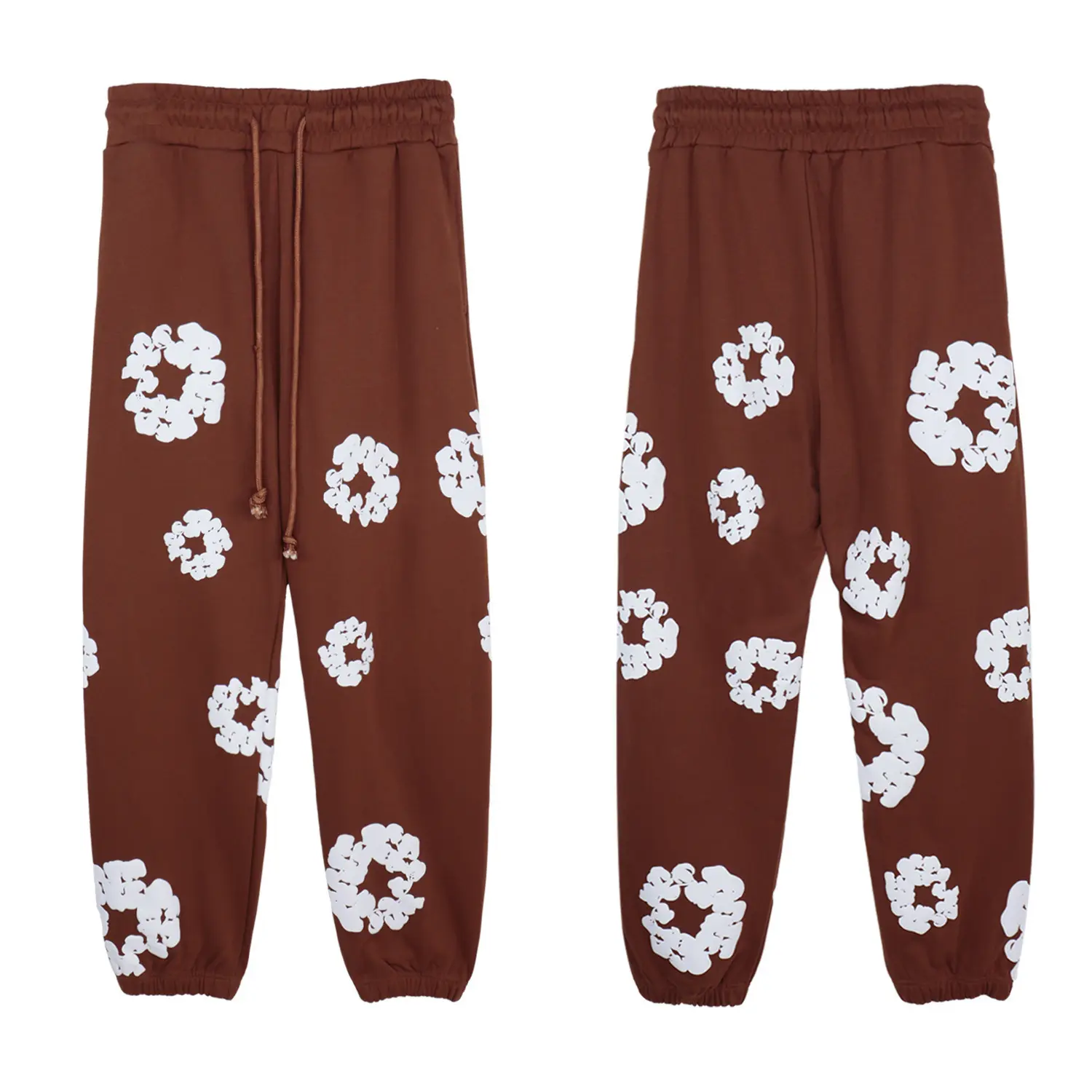 Dark brown pants (white floral wreath)