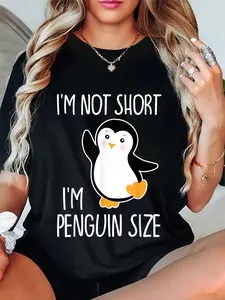 100% Cotton Funny I'm Not Short I'm Penguin Size Cute Penguin T-Shirt