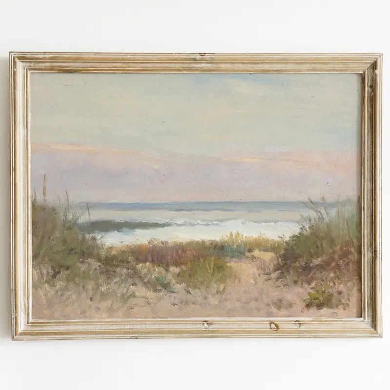 Muted Coastal Print | Vintage Seascape Oil Painting, Antique Coastal Art Sea Painting, Sunset Wall Art |  PRINTABLE