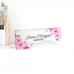 Personalized name plate for desk, custom office decor, coworker gift, desk nameplate, desk sign, office gift, promotion gift orchid