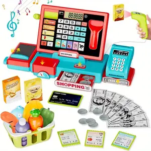 Shopping Store Cash Register Pretend Play Toy, 1 Box Shopping Store Cash Register Toy with Music, Preschool Learning Toy for Boys Girls, Pretend Play Set