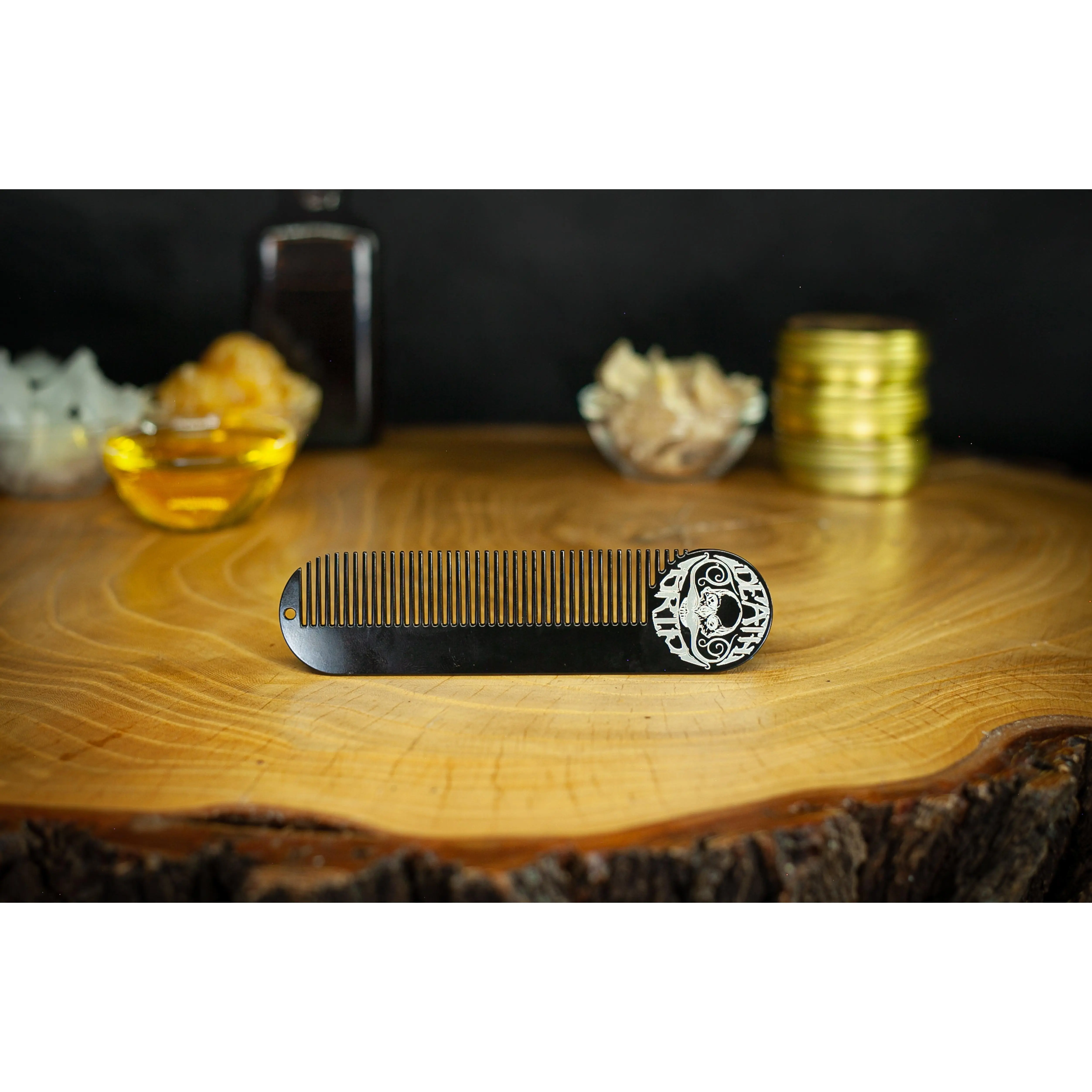 Large Metal Death Grip Keychain Pocket Beard & Mustache Comb | 5" x 1.25"