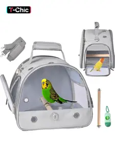 Portable Bird Cage with Stand, Lightweight Bird Travel Bag with Stand & Tray, Pet Breathable Travel Cage for Carrying & Transporting Birds