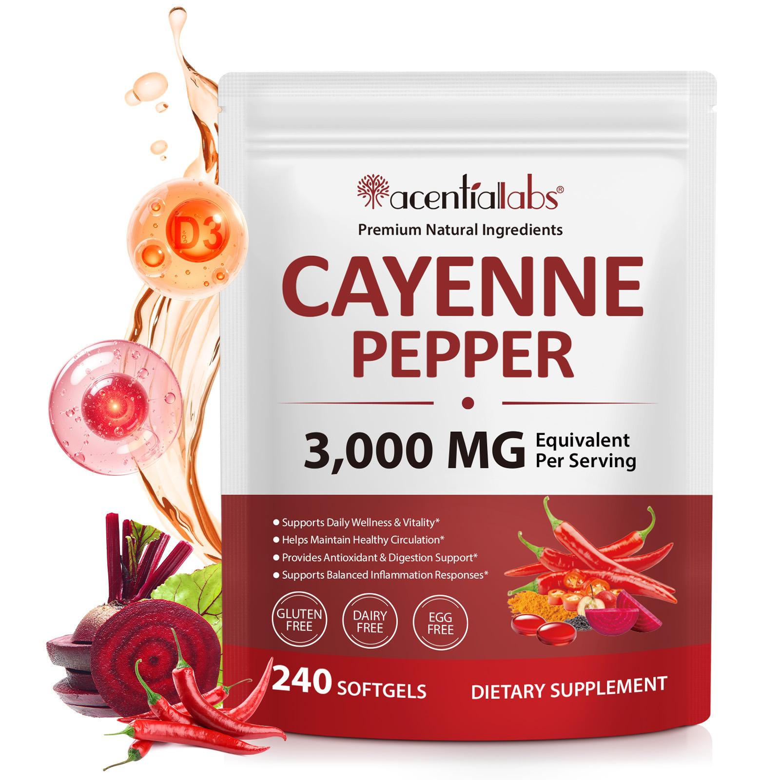 Cayenne Pepper Capsules 240ct | with Turmeric Curcumin & Beet Root Extract | Supports Heart Health, Blood Circulation & Cardiovascular Function | High Potency Capsaicin Supplement