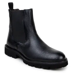 Belvedere Asher Black Premium Leather Chelsea Boots