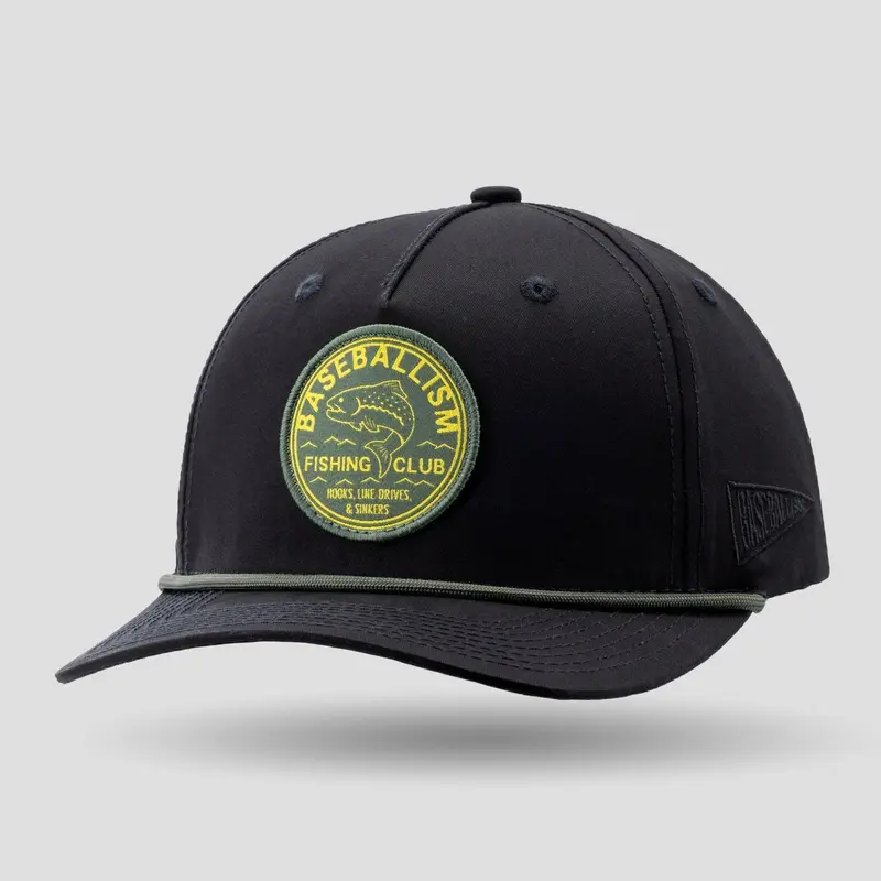 Fishing Club Patch Rope Baseball Cap for Ballplayers - Black, Cotton, Built for the Game, Engineered for Durability and Style