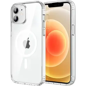 Magnetic Case for iPhone 12 & iPhone 12 Pro 6.1 inch-Compatible with MagSafe & Magnetic Car Phone Mount,Not Yellowing Anti-Scratch (Clear)