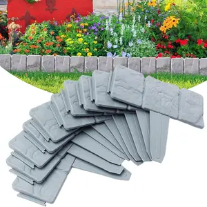 25pcs Garden Landscape Edging No Dig Fake Stone Fence, DIY Decorative Flower Bed Border, Plastic Lawn Edge for Outdoor Patio Balcony Yard