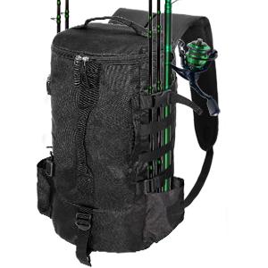 Large Fishing Backpack with Rod Holders Lightweight Fishing Tackle Backpack Professional Water-Resistant All-in-One Rod Holder & Gear Storage