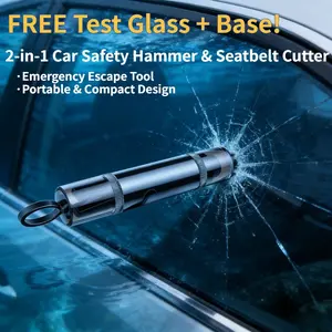 New Portable Car Escape Tool 2-in-1, Window Glass Breaker & Seatbelt Cutter, Essential Emergency Safety Hammer for Car, Truck, Boat, Car Accessories