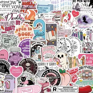 Cute Cartoon Ghost Book Pattern Sticker (50pcs), Self Adhesive Decorative Stickers, DIY Decals for Water Bottle, Laptop, Phone Case, Scrapbooking, Journal Making, Cellphone