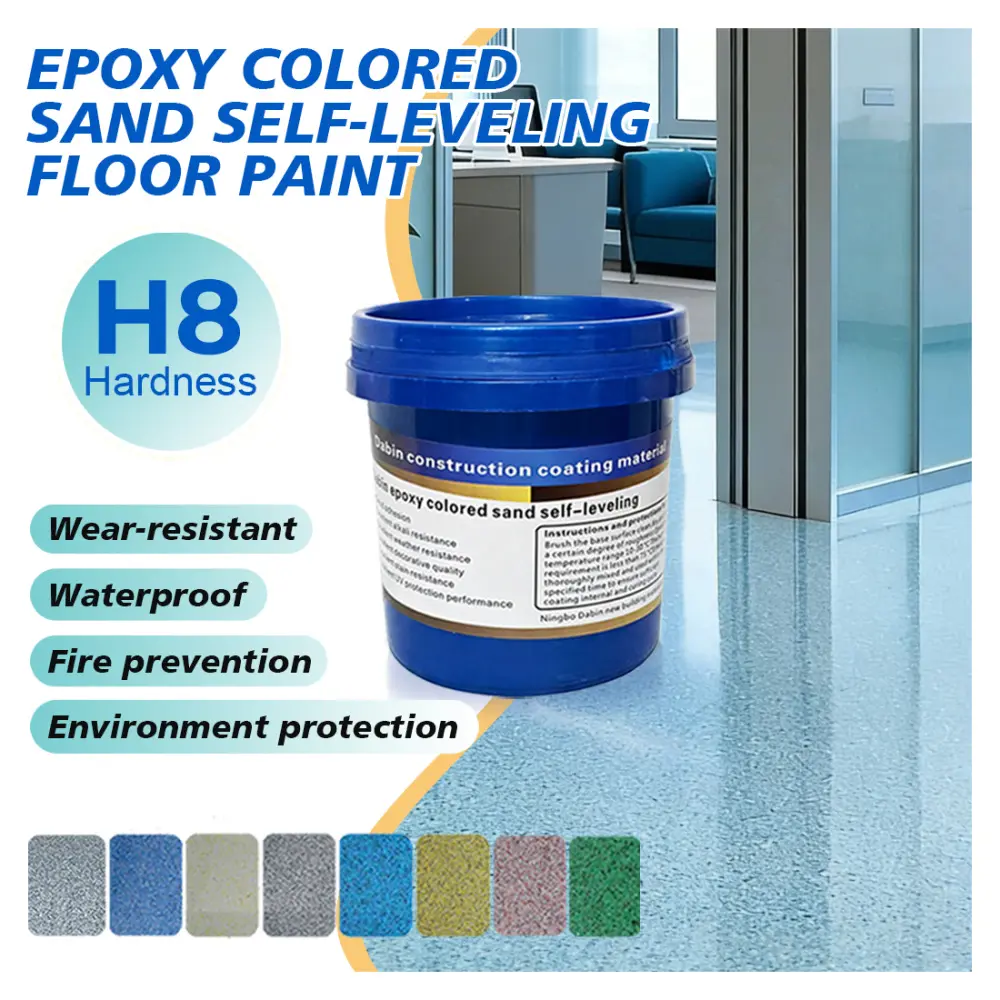 Self-Leveling Colored Sand Epoxy Flooring Coating, Easy-to-Use Home Improvement Building Supply, Moisture-Proof, Mold-Proof