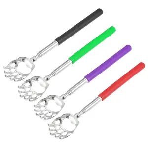 VOCOSTE 4 Pcs Extendable Bear Claw, Stainless Steel Back Scratcher, Red Green Purple Black