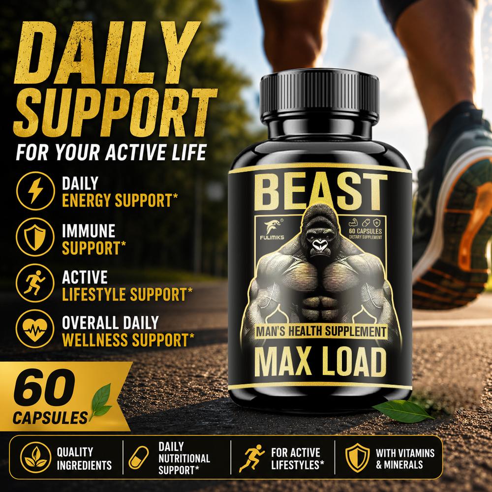 Max Load Capsules, Men's Health Supplement, With Ashwagandha, L-Arginine, Tongkat Ali, Fenugreek, Panax Ginseng, Maca Root Extract, Support Energy & Vitality, Premium Formula, Day & Night Support Overall Male Health, Best Choice, Packaging May Vary