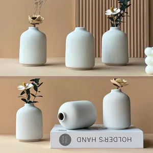 Modern White Small Ceramic Vase Set of 6 for Living Room Bedroom 4.13'' Minimalist Fresh Flower Vases for Home Decor Office Fireplace Centerpieces Nordic Style  for   6 Pack