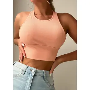 Not Too Basic Crop Top in Peach