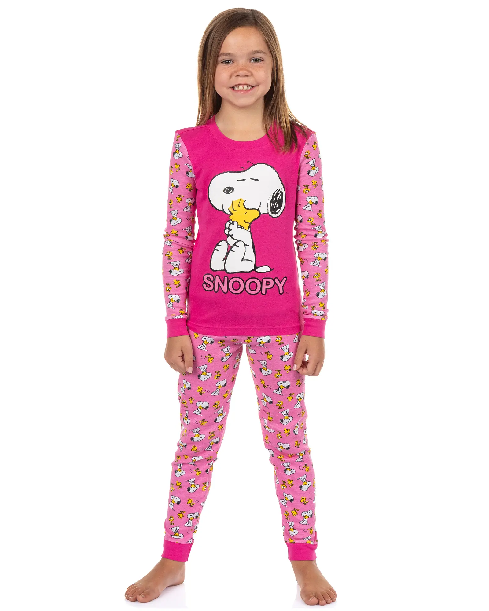 Peanuts Snoopy and Woodstock Pajamas Girls' Friend Hug Tight Fit Sleep Set