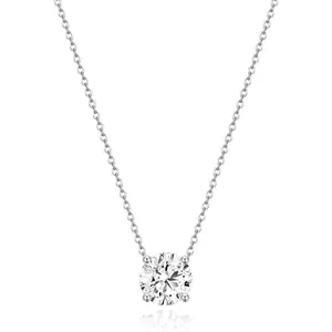 1 Carat CZ Solitaire Tennis Necklace for Women| 925 Sterling Silver Round Cut Cubic Zirconia, Elegant Everyday & Anniversary Jewelry Gift