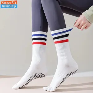 Cotton Anti Slip Mid Tube Five Finger Split Toe Yoga Socks Women Professional Pilates Socks Indoor Dance Fitness Sports Socks dots  socks  sport Women's Pilates Grip Socks with Grippers