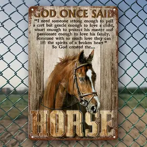 [Vintage Horse Sign] Rustic 1pc Vintage Horse Quote Aluminum Sign 8x12 Inch |   Durable Metal Decor for Home, Stable, Barn, Office - Perfect Gift for Horse Lovers, Stable Decoration, Charming Horse Design, Weathered Finish