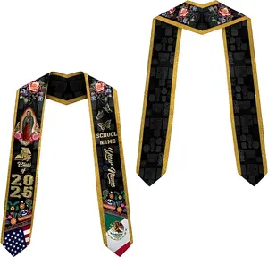 Customized Mexican Graduation Sash 2025, Mexican American Flag Stole, Mexico Graduation Stole Class of 2025, Personalized Graduation Gifts