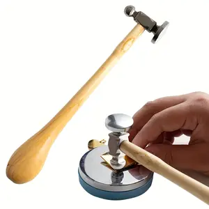 Double Sided Jewelry Hammer – 10.63" Wood Handle,2.05" Steel Head with 14mm Ball & 28mm Dome,Metal Forming and Texturing Tool,Durable,Balanced,Ergonomic Grip for Jewelry Making,Blacksmithing,Crafting,Hand Tool for DIY and Professional Use