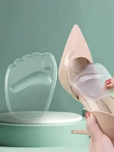 1 Pair Transparent Clear Foot Cushion for Women, Lady, Reusable Silicone Foot Protector for High Heels, Anti-slip Forefoot Pads for Women's Heels, Pain Relief Metatarsal Pads