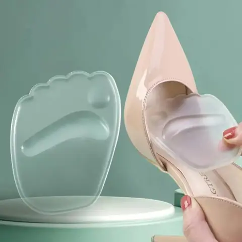 1 Pair Transparent Clear Foot Cushion for Women, Lady, Reusable Silicone Foot Protector for High Heels, Anti-slip Ball Forefoot Pads for Women's Heels, Pain Relief Metatarsal Pads, Casual