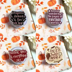 (4 Options) Fantasy Romance Bookish Phone Grip, Bundle Dragons & Demons Kindle Grip, Plot Twist Phone Holder, Aesthetic MagSafe Holder for Readers & Book Lovers