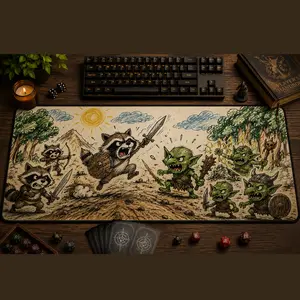 Paper Crayon Racoon and Goblin Magic the Gathering Zoned Playmat, Funny Mouse Pad Zones Gameplay Mat, Multiple Zones