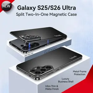 Samsung Galaxy S25 S26 Ultra Smartphone Case, Split Two-In-One Magnetic Aluminum Frame, Ultra Thin Matte PC Back Cover, Luxury Business Shell.