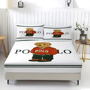 Cute Cartoon Teddy Bear Bed Sheet ，Bedding Set, Comfortable Bear Theme Sheet and Pillowcases, Baby Kids Youth Bedroom Decor, Includes 1 Sheet and 2 Pillows