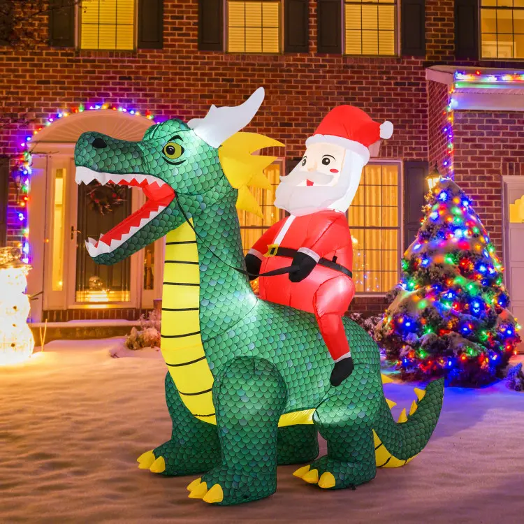 6FT Inflatable Santa Ride on Dinosaur