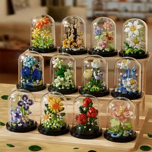 DIY Flower Building Blocks Set - Romantic Proposal Decor, Desktop Ornament & Puzzle Toy, Perfect Birthday Gift Ramadan Mubarak