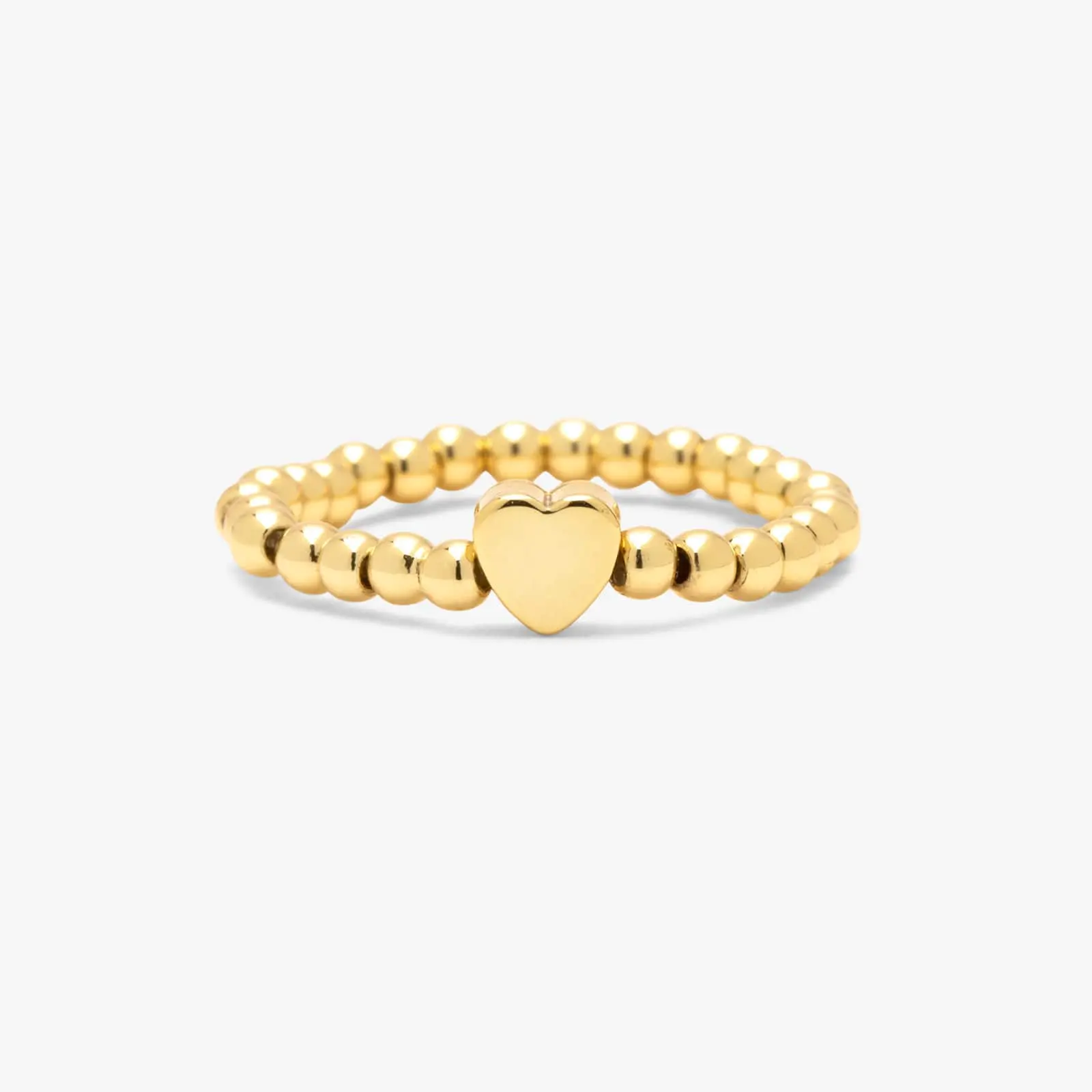 Gold Heart Bead Stretch Ring Gold Heart Bead Stretch Ring
