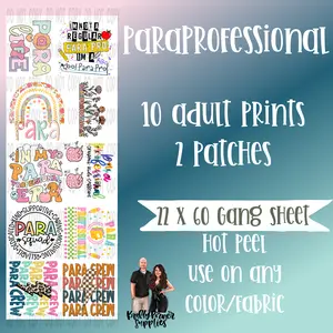 Paraprofessional DTF Transfer Gang Sheet, 22 x 60