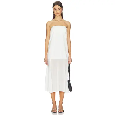 white midi dress for women Eden Midi Dress ~ White Stretch L