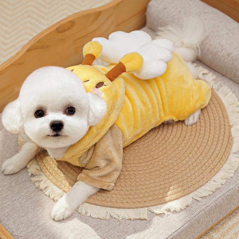 Pet Clothes Little Bee Costume Cosplay With Hat Leash Ring For Small Medium Dogs Cat Winter Thickened AL991277976462