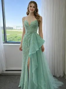 Cascade Shell Bustier & Draped Gown