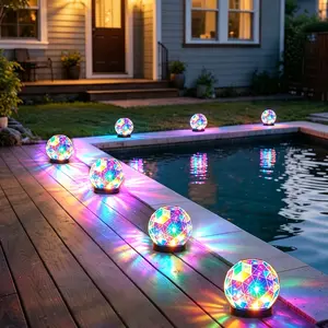 Solar Colorful Plastic Ball Garden Light, Outdoor Fade-Resistant Multicolor Gradient Geometric Lawn Lamp, Ideal Gift for Yard Decor, Outdoor Lights, Patio Lights