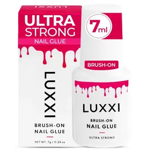 LUXXI Super Strong Brush On Nail Glue for Press On Nails | Best Extra Strength Nail Glue for Long Lasting Extended Wear for Press-Ons, Nail Tips & Acrylic Nails