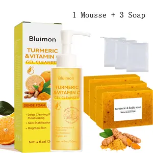 Turmeric Wash and Care two Piece Set Turmeric Cleansing Mousse , Turmeric Soap Facial Cleansing Skincare Facial Cleansing Cleanser Facial Wash