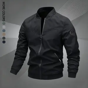 Spring and Autumn Jacket Men's High Quality Baseball Jacket Men's Thin Men's Casual Flying Suit Gown Top, Men's Regular Version Letter Embroidered Zipper Bomber Jacket