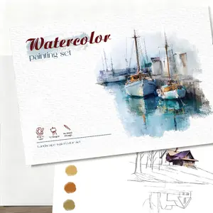 Seascape Watercolor Coloring Book, 20 Pages Landscape Sketches, Beginner Art Guide, Adult Stress Relief, Perfect Gift for Birthdays and Holidays