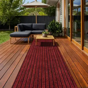 BESTVUE Runner Rug Outdoor Non Slips Carpet Runners Indoor Utility Area Rugs Mat for Kitchen Hallway Entryway Garage with Rubber Backing Striped Red 2ft x 6ft