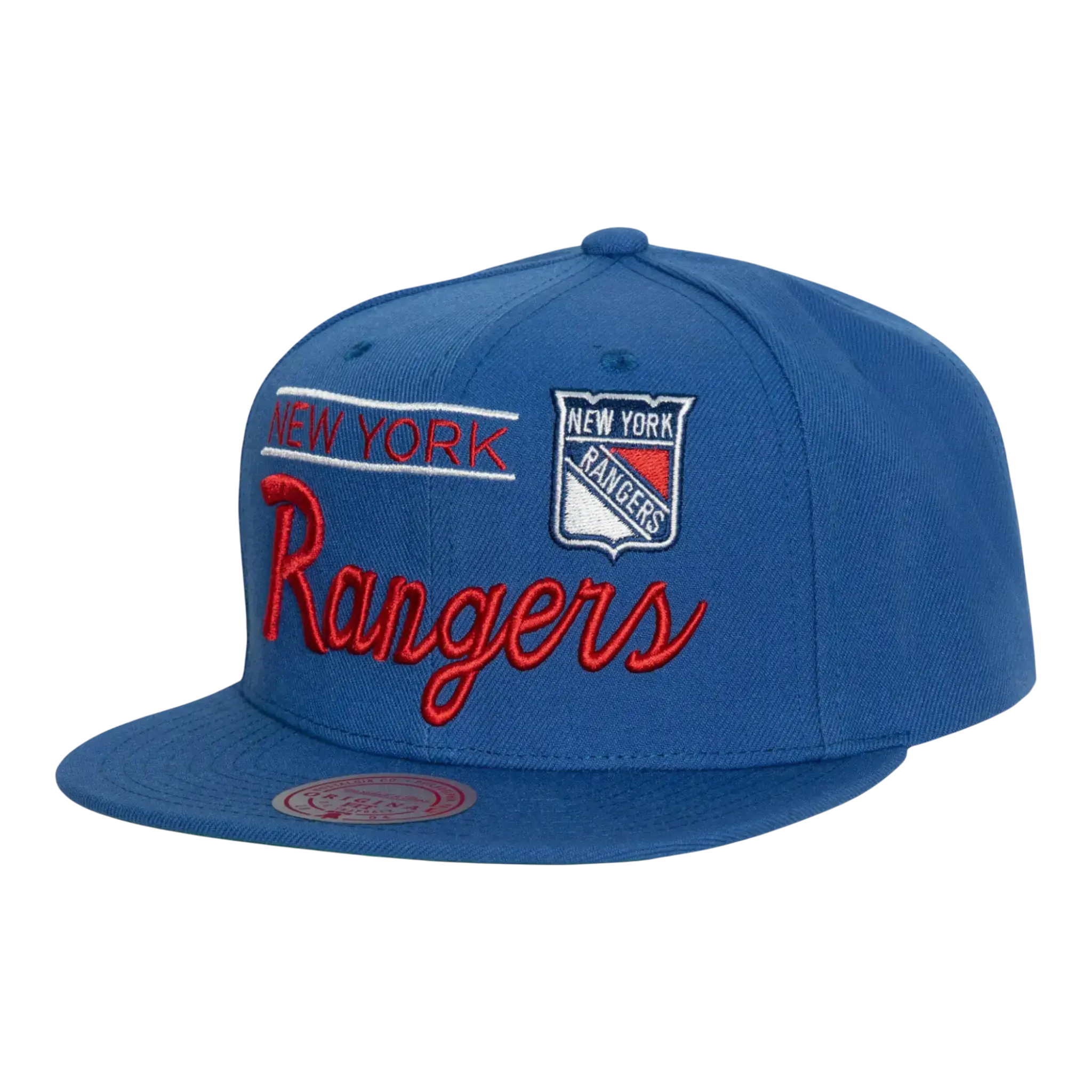 Mitchell & Ness New York Rangers Retro Lock Up Snapback in Blue | Adjustable Cap