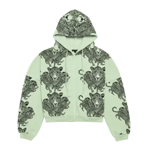 Mango Leopard Long Sleeve Oversized Zipper Hoodie