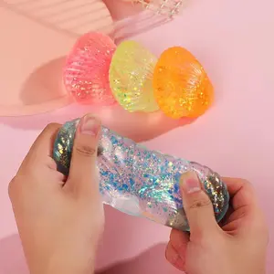 Glitter Shell Squishy Stress Ball Soft Maltose Slow Rebound Squeeze Anti Stress Fidget Decompression Toy