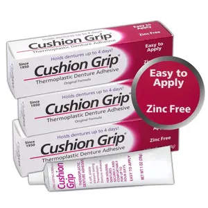 [NEW 2026 - COMBO 3 PACK] Cushion Grip - A Soft Pliable Thermoplastic Denture Adhesive for Refitting and Tightening 1 Oz (28 Grams) Oral Waterproof - BLACK FRIDAY SALE 51%